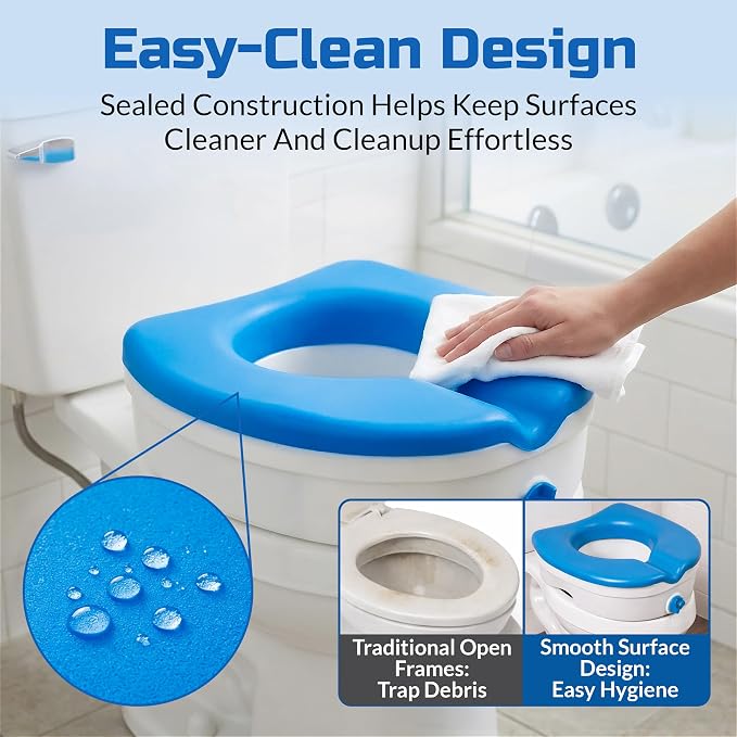Platinum Health Soft-TOP 2.0 Deluxe Padded Raised Toilet Seat. Soft, Warm Padded Elevated Riser for Elongated/Round Toilets. Adds 5.5 Inches in Height for Safe Toileting. (no armrests) | Easier, Safer Sit & Stand at the Toilet - padded seat, tool-free ...
