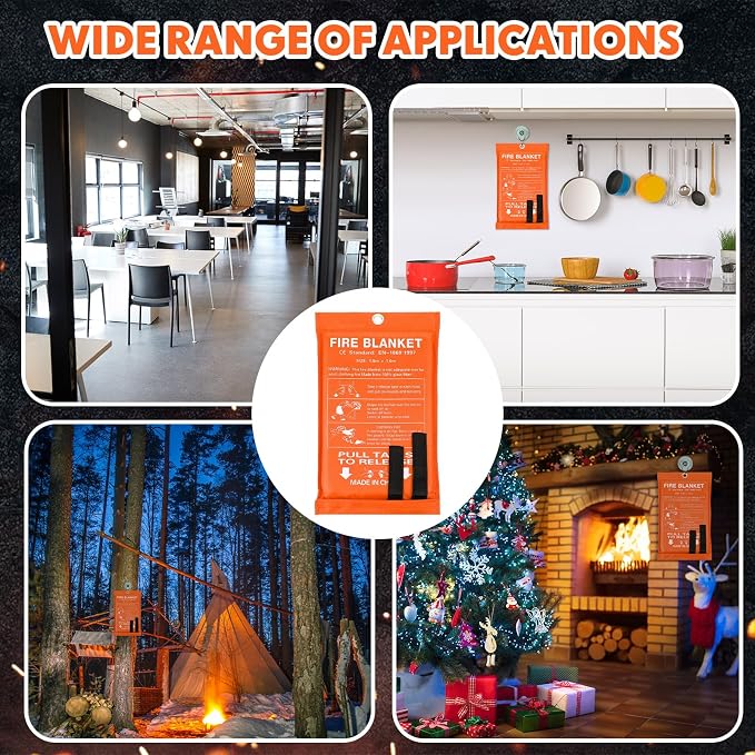 Macarrie 30 Pack Fire Blankets 39” x 39” Fire Blanket Emergency for Home and Kitchen Extinguisher Blankets Fiberglass Suppression Blanket Safety Fireproof Survival for Car Office Warehouse (Orange)
