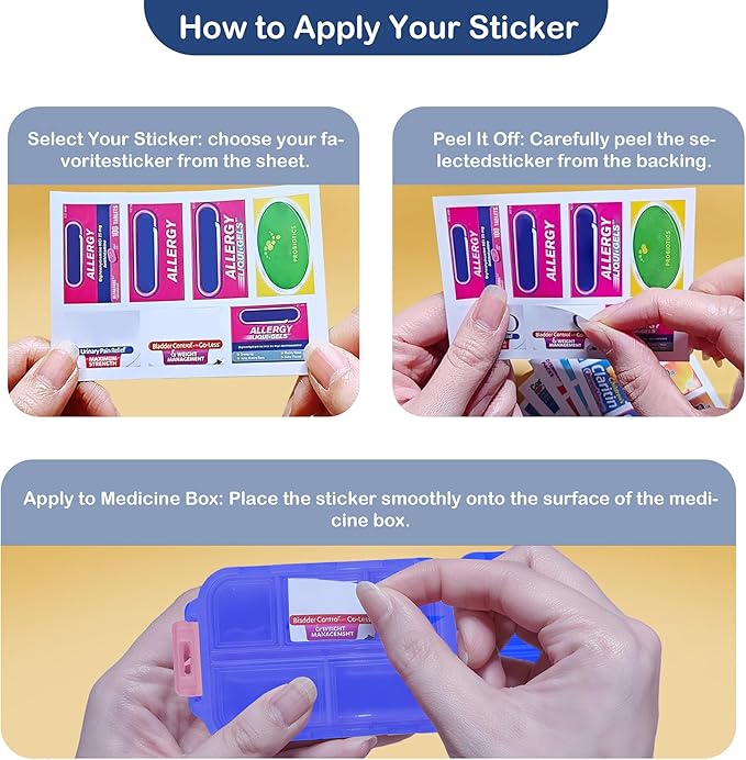 2026 New Extra Large Pill Box with Medicine Labels Travel Essentials Daily Med Container Mini Medication Organizer Storage Organizer Case 7 Day Pill Organizer(Blue)