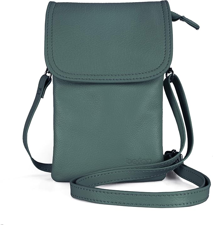 befen Genuine Leather Small Crossbody Bags for Women Cell Phone Travel Bag | Soft Real Leather, Adjustable Shoulder Strap, Card Slots, Compact Size, Daily Travel Shopping Outing Use, Phone Purse