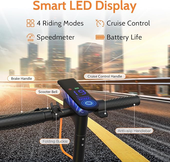 Maxshot Electric Scooter, 8.5" /10" /14" Tire, 16/19/22 Mph Top Speed, 12/16/21/27/28/49/50 Miles Long Range, Folding Escooter for Adults and Kids with Seat Bag, Dual Braking, Dual Suspension, App