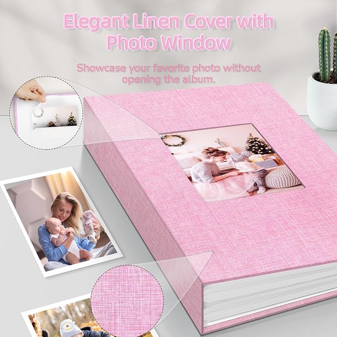 popotop Photo Album 4x6-300 Photos Linen Cover Photo Books with 300 Horizontal Pockets,Slip-in Picture Albums for Family Wedding Anniversary Baby Vacation Pictures