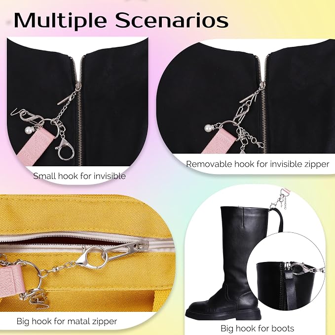 Back Zipper Helper and Bracelet Helper Tool Set for Dresses and Seniors | Zipper pull assist tool and dress zipper helper reach back zippers and fasten bracelets for women, seniors, and travelers