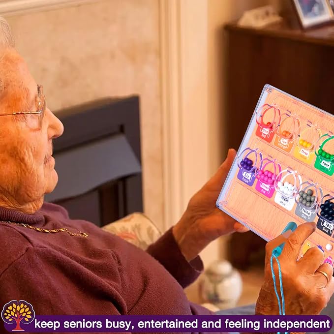 Memory Game for Senior, Dementia Activities Alzheimers Products for Elderly | Wooden Handhold Easy Magnetic Color & Number Activities for Parkinson Patients, Memory Care Cognitive Puzzle Matching Board