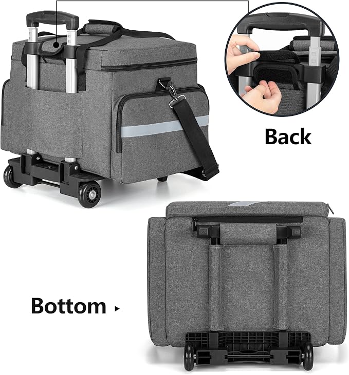 Trunab Rolling Medical Bag with Detachable Trolley, Nurse Responder Case | 15.6" laptop sleeve, Removable Dividers, Empty Bag for EMT/EMS/Doctors/Nurses