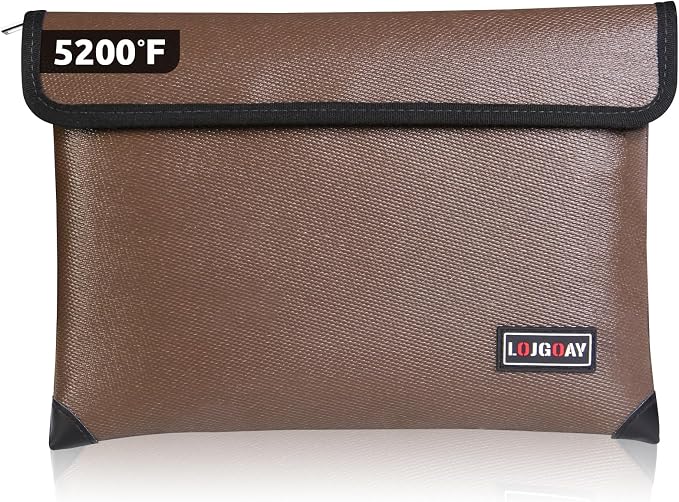 Fireproof Document Bag - with 5200°F Heat Insulated, Waterproof Fireproof Bag with Zipper, 8 Layers of Functional Materials, Fireproof Money Bag for Cash/Documents/Valuables, Fire Bag 11"x7.7" …