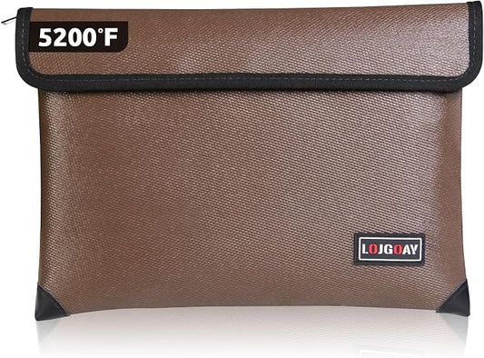 Fireproof Document Bag - with 5200°F Heat Insulated, Waterproof Fireproof Bag with Zipper, 8 Layers of Functional Materials, Fireproof Money Bag for Cash/Documents/Valuables, Fire Bag 11"x7.7" …