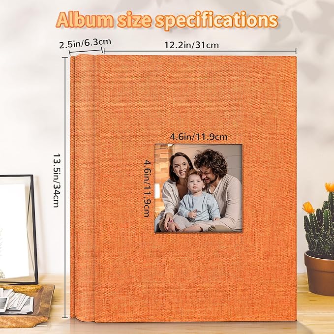 Artfeel Photo Album 4x6 with 600 Pockets,Slip-in Picture Albums,Linen Cover Memory Book with Front Window,White Page Vertical Photo Book for Wedding,Family,Anniversare,Baby,Vacation