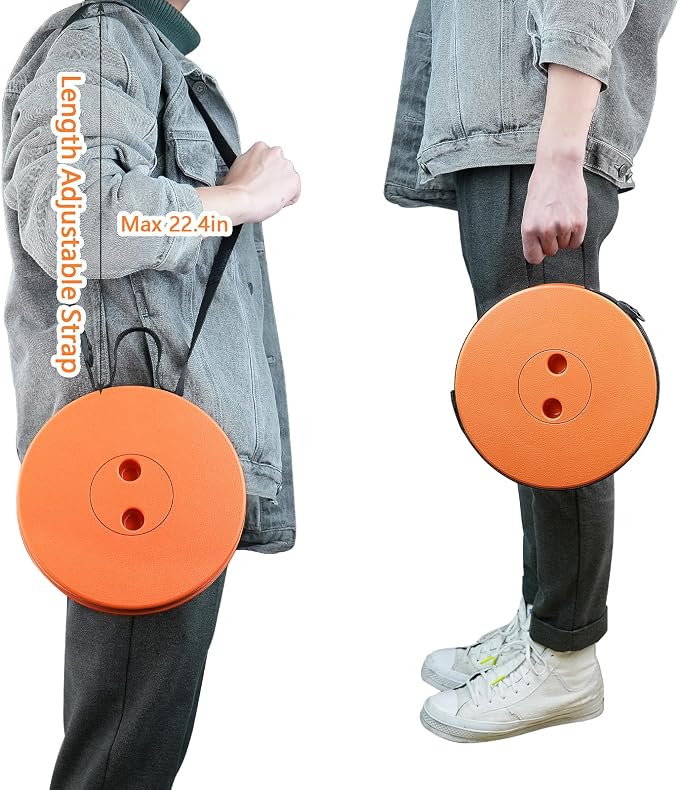 Upgraded Folding Stool Lightweight Yet More Sturdy with Load Capacity 400lbs Portable Collapsible Stool for Camping Fishing Hiking BBQ (All Orange)