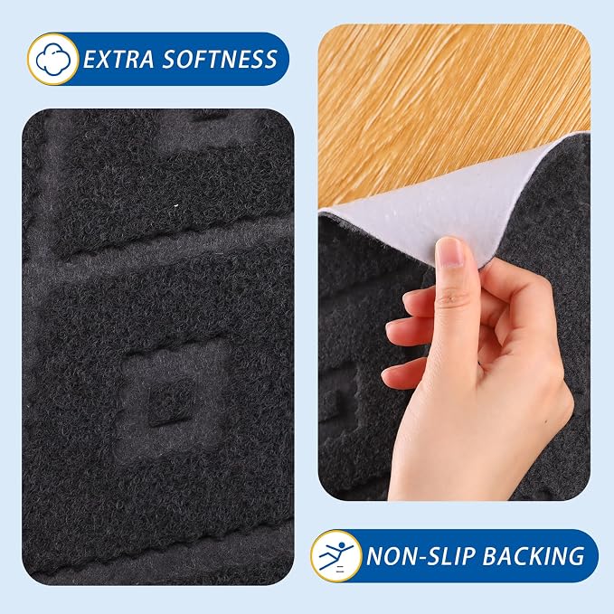 RIOLAND Non-Slip Carpet Stair Treads for Wooden Steps, 15 Pack Indoor Stair Runner with Reusable Adhesive Modern Anti Moving Safety Stair Rugs for Kids Dogs & Elders, 8" X 30", Rhombus Gray