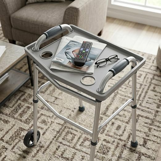 Bluestone Walker Tray- Upright with Holders-Universal Table Fits Most Standard Folding Walkers-Home Mobility Medical Equipment Accessories, 1 Count (Pack of 1) | Mobility Table Tray Fits Most Standard Folding Walkers, Home Mobility Medical Equipment Ac...