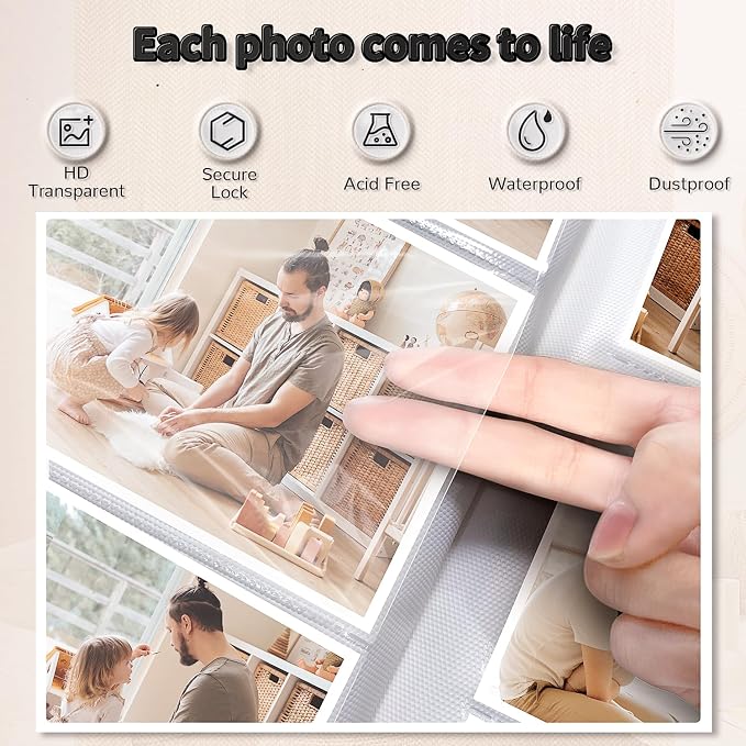 Artfeel Photo Album 4x6 with 600 Pockets,Slip-in Picture Albums,Linen Cover Memory Book with Front Window,White Page Vertical Photo Book for Wedding,Family,Anniversare,Baby,Vacation