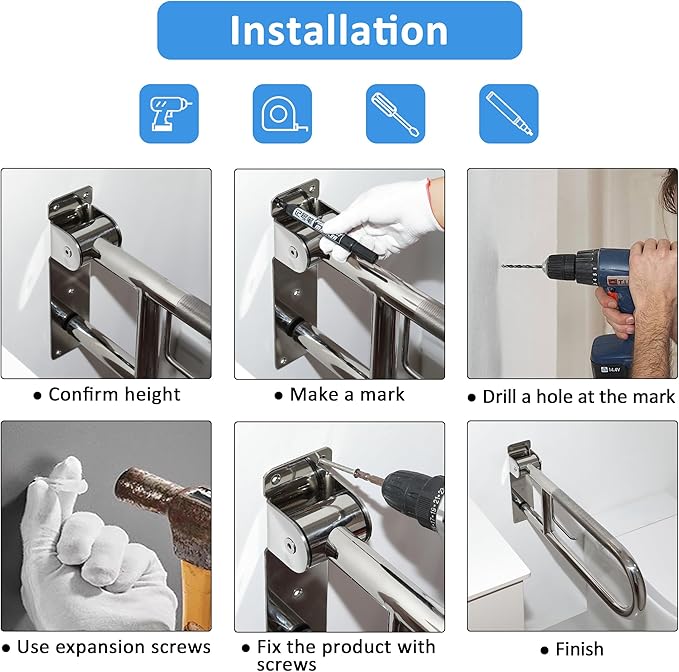 Handicap Grab Bar, 23.6 Inch Stainless Steel Toilet Safety Rails, White Disabled Flip-Up Bathroom Grab Bars with Paper Holder, Anti-Slip Toilet Handrails Hand Grips Grab Bars for Elderly