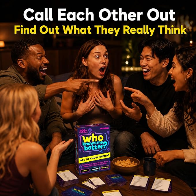 QUOKKA Board Games for Adults and Teens – Who Knows Me Better Classic – Family Trivia Card Game with 500+ Questions for Party Night – Fun Guessing Game Ages 15+