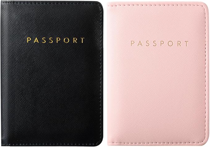 2 Pcs Passport Cover Holder for Travel Waterproof Leather Passport Wallet Case Book Travel Cruise Essentials for Women Men | 2 Pieces