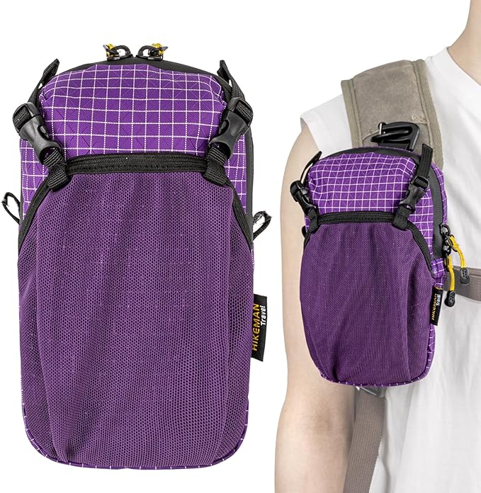 HIKEMAN Backpack Shoulder Strap Pouch - Smartphone Strap Pack,Waterproof Backpack Strap Pocket Attachment Bag for Hikers,Small Crossbody Bag Waist Pack for Sports Hiking Camping(Purple)