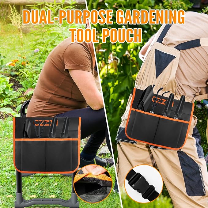 CZZXI Garden Kneeler and Seat, Wider and Thicker Kneeling Pad | Heavy Duty Gardening Stool with Gardening Tool Pouch and Bag, Garden Bench/Chair Gifts for Women, Seniors