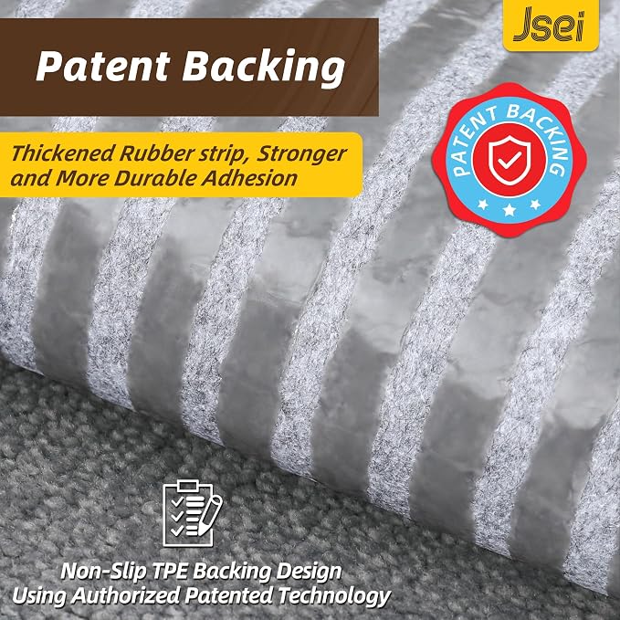 JSEI Non-Slip Stair Landing Rug Mat, 1-Pack 30" X 30", Light Grey | Edging Stair Treads Corner Indoor Stair Runners for Wooden Steps for Kids and Dogs, 100% Polyester, TPE Backing