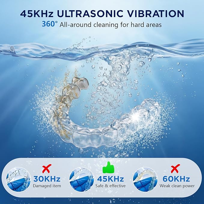 Ultrasonic Retainer Cleaner with 4 UVC Light, Jinyeda 45kHz Rechargeable Retainer Cleaner Machine 24W, 4000mAh Battery, 200ML Dental Cleaning Pod 3 Mode for Mouthguard Aligners Denture
