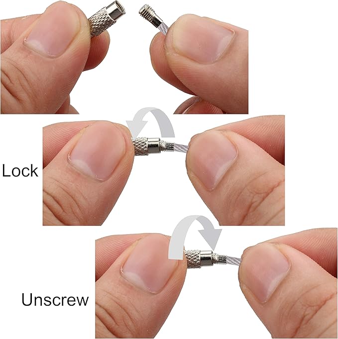 Wisdompro Wire Keychain Cable, 4.3/6.3 Inch Stainless Steel Wire Keyrings | Heavy Duty Wire Key Rings Metal Wire Cable Key Chain Loop for Luggage Tags, Keys, Crafts and ID Tags