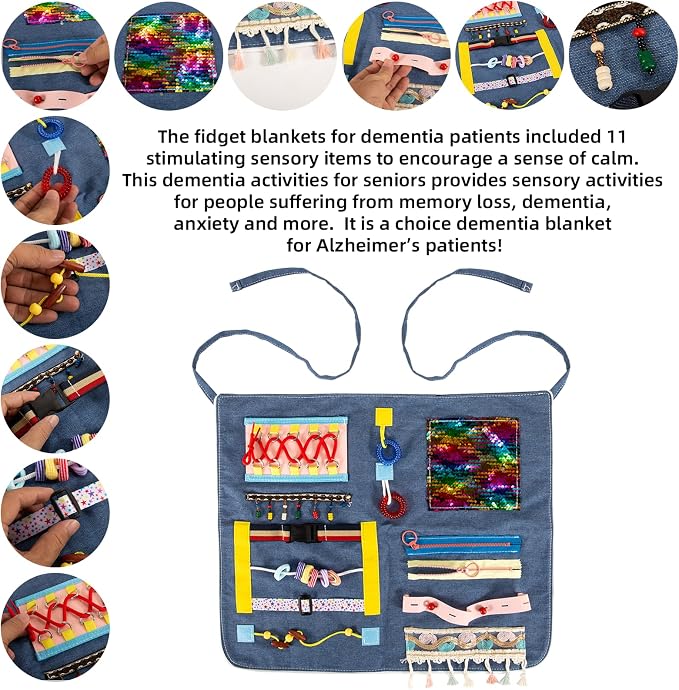 Fidget Apron for Elderly, Fidget Blanket for Adults with Dementia, Dementia Products for Elderly, Sensory Blanket for Dementia Patients or Alzheimer, Dementia Gadgets Apron