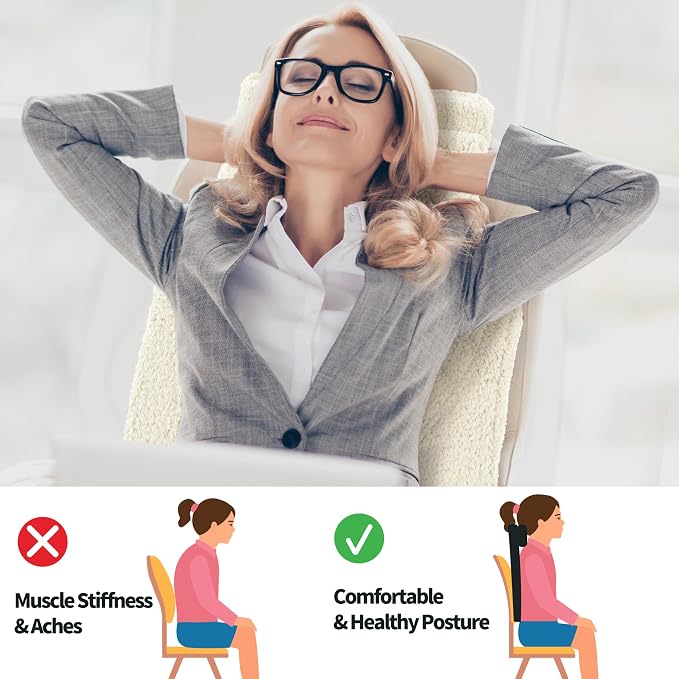 HOMBYS Sherpa Fleece Lumbar Support Pillow with Headrest, Foam Recliner Chair Cushion for Back Pain, Big High Back Support with Chair Headrest for Elderly (Beige)