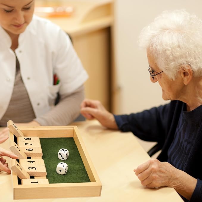 Memory Game for Dementia Senior, Alzheimers Product Activities for Elderly | 9 Numbers Wooden Shut The Box Alzheimer's Products for Parkinson Patient, Fidget Toy Sensory Busy Board Puzzle Gadgets Gift