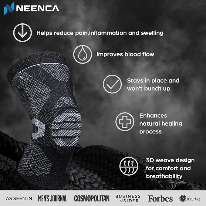 NEENCA Professional Knee Brace for Pain Relief, Medical Knee Compression Sleeve, Upgraded Knee Support with Horizontal Knit Tech for Meniscus Tear, ACL, Arthritis, Joint Pain, Runner, Workout...