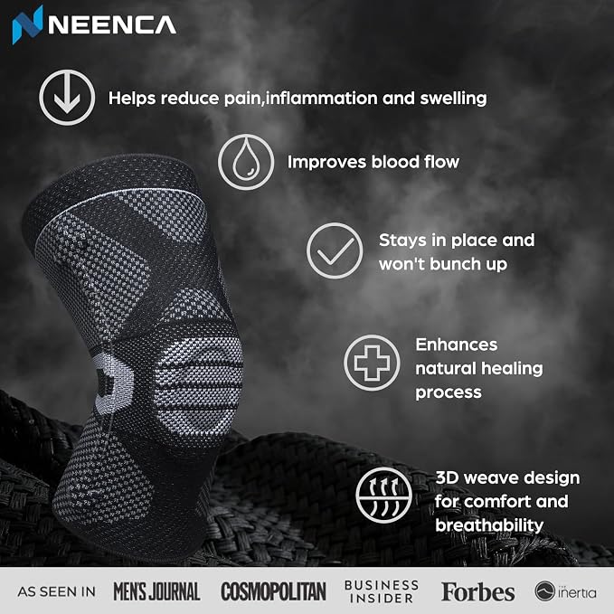 NEENCA Professional Knee Brace for Pain Relief, Medical Knee Compression Sleeve, Upgraded Knee Support with Horizontal Knit Tech for Meniscus Tear, ACL, Arthritis, Joint Pain, Runner, Workout...