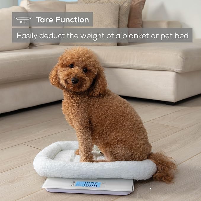 Beurer BY82 Multifunctional Baby Scale for Babies, Pets, Kids, & Adults up to 396lbs, Measures in 4 Units with Backlit Digital Display & Hold Function for Accuracy, Pet Scale for Cats and Dogs
