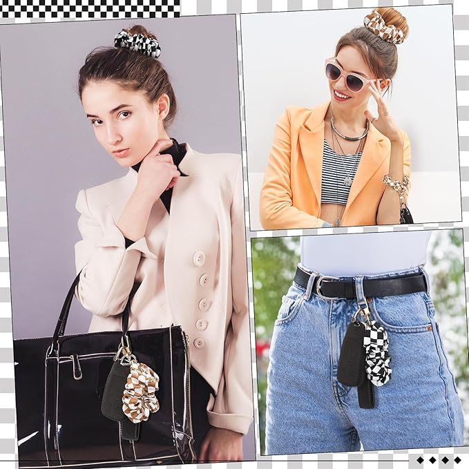 Jadive 3 Pcs Scrunchie Keychain Wristlet Cute Bracelet Stretchy Car Keyring Wrist Holder for Women Gym Travel Shopping
