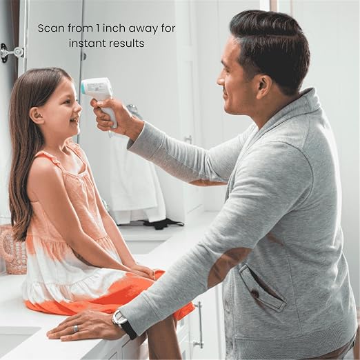 MOBI No Touch Forehead Thermometer for Baby, Kids & Adults, Fast 1-Second Digital Infrared Thermometer, Fever Indicator, Silent Mode, Touchless with Object & Room Mode