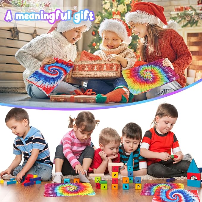 CHENGU 4 Pcs Marble Maze Mat Sensory Fidget Stress Relief Toys Calming Sensory Mat Anxiety Relief Fabric Toys for Teens Autism Calming Down Classroom Gifts Prizes(Tie Dye,8.66 x 6.3 in)