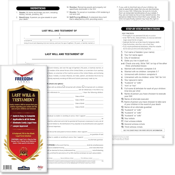 Estate Planning Kit – Will, Living Will, Advance Directive & POA Forms