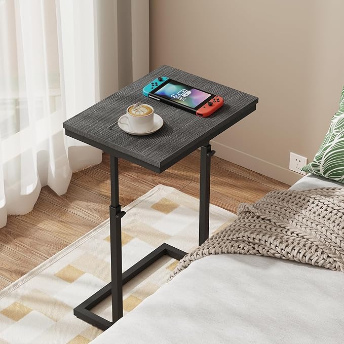 TUTOTAK End Table, Side Table, Tall Couch Table, Sofa Table | for Living Room, Bedroom, Black TB01BK083P
