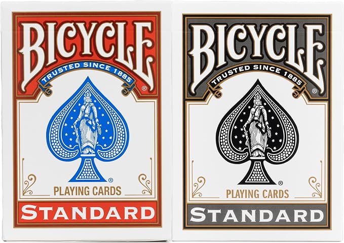 Bicycle Rider Back Playing Cards 2 Pack Red and Black Poker Size | Standard index, Air Cushion Finish, Made in USA, 140 years trusted, Premium quality for all card games