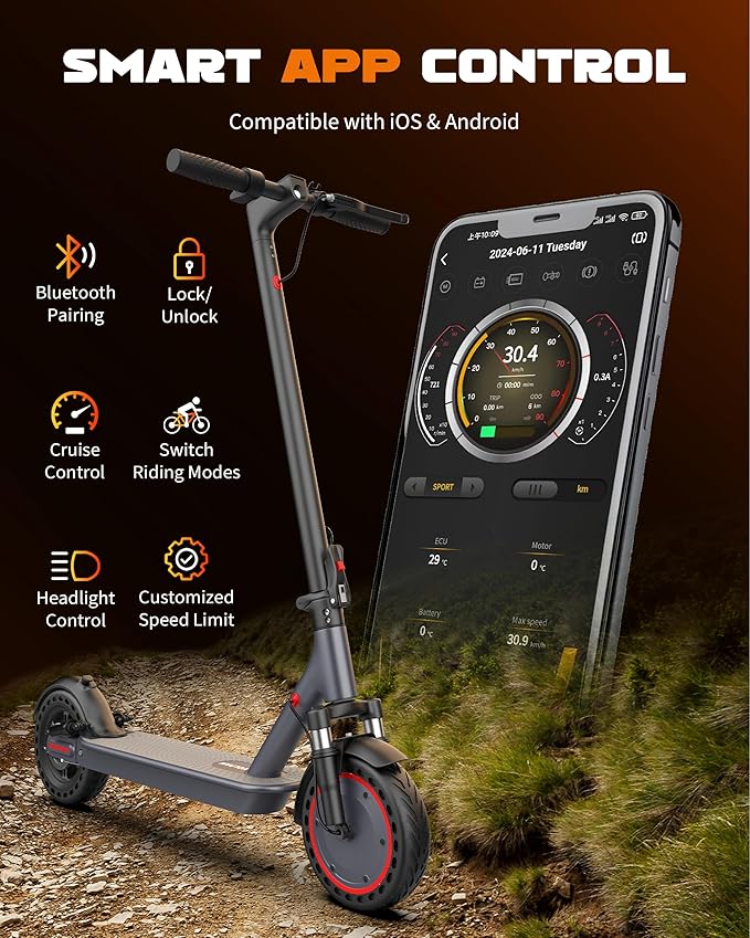 VOLPAM 10 Inches Electric Scooter, Dual Suspension, 21 MPH Top Speed, 500W Powerful Motor, 28 Miles Long Range, Dual Braking, Max Load 264 lbs