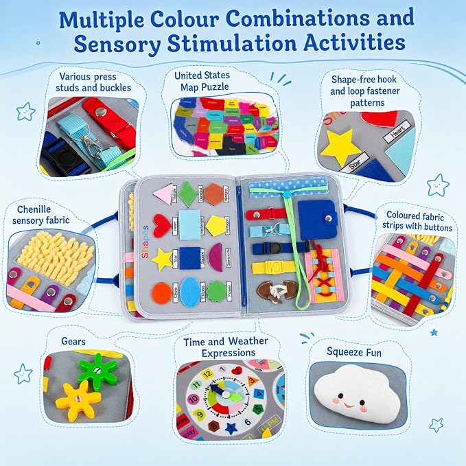 Fidget Blanket for Adults with Dementia & Alzheimer, Dementia Activities for Seniors - Calming Busy Board Activity Mat for Elderly Seniors, Anxiety Relief Therapy Gift for Autism
