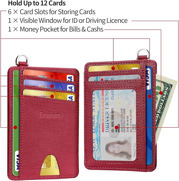 Slim Minimalist Front Pocket Wallet, RFID Blocking Credit Card Holder Wallet with Detachable D-Shackle for Men Women