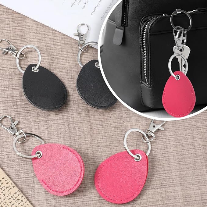 Psyqtsuary Leather Key Fob Holder, 4 Pcs PU Leather Keychain Key Holder for Keychain General Keys Fob, for Keys ID Keys Cards