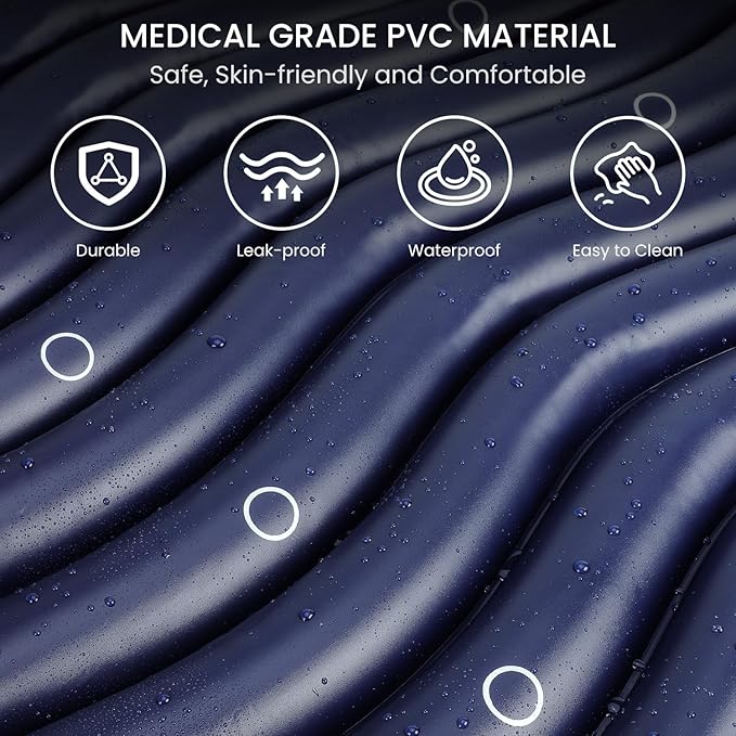 Kekoy Alternating Air Pressure Mattress Pad, Bed Sore Prevention, Hospital Bed Mattress Topper with Whisper Quiet Pump & Waterproof Heat Resistant Ulcer Cushion Pad for Home Use 75" x 36" Blue
