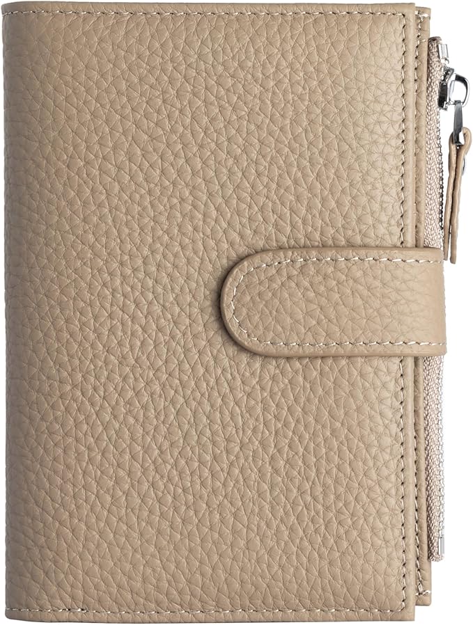 Passport wallet and Card Slot Combo RFID Blocking Leather Travel Passport Wallet for Men and Women with Zippered Coins Pocket Passport holder, khaki Grey