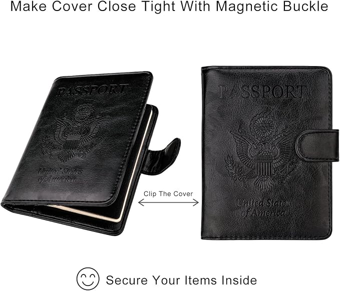 WALNEW Passport Holder for Travel, RFID Passport Wallet, Travel Essentials | PU Leather Passport Cover Case with Pen Holder, Travel Must Haves Accessories, Passport Book Holder for Women Men
