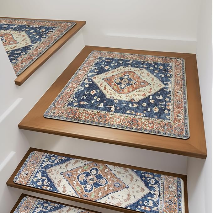OJIA Stair Treads Non-Slip Square Capet Stair Treads 31"x31" Landing Mat | Square Capet Stair Treads Rubber Backing Stair Runner Anti-Slip Stair Matching Mat Carpet for Stairs