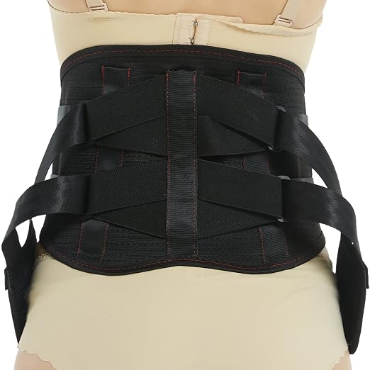 NeoTech Care Back Belt Support for Men or Women - Breathable & Adjustable Lower Back Brace - Double Pull Compression Straps (Black, Size S)