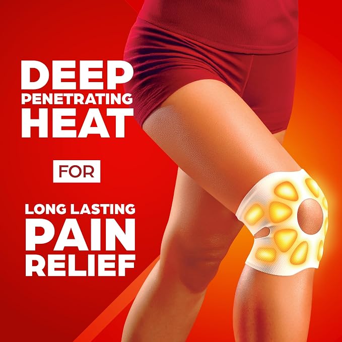 ThermaCare Knee Heat Wraps for Knee Pain Relief - Heating Pads with 8-Hour Heat Therapy - Flexible Heat Wraps for Joint & Muscle Pain, Secure Fit for Daily Comfort & Support for Wear - 6 Count