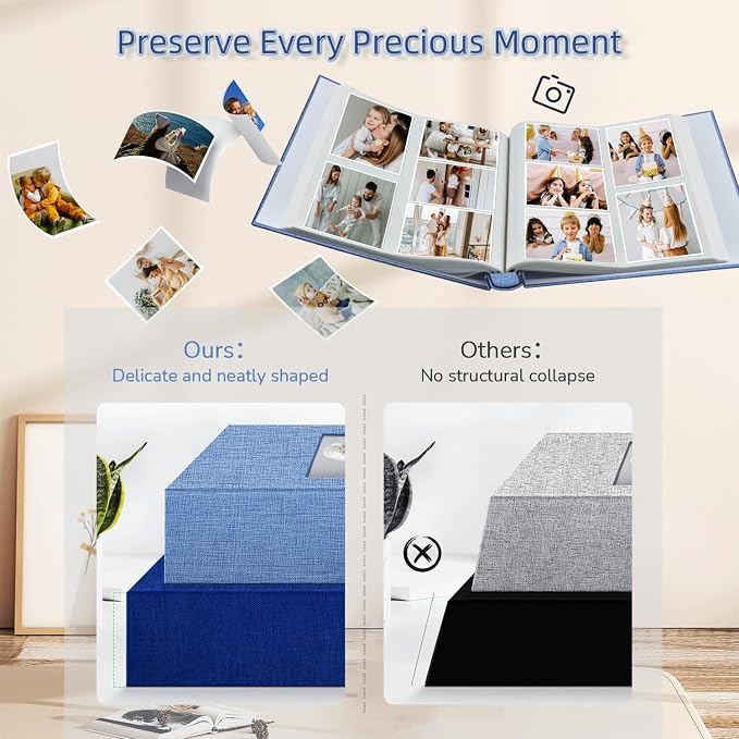 popotop Photo Album 4x6-600 Photos Photo Books with 600 Horizontal and Vertical Pockets,Linen Cover Albums for Family Wedding Anniversary Baby Vacation Pictures