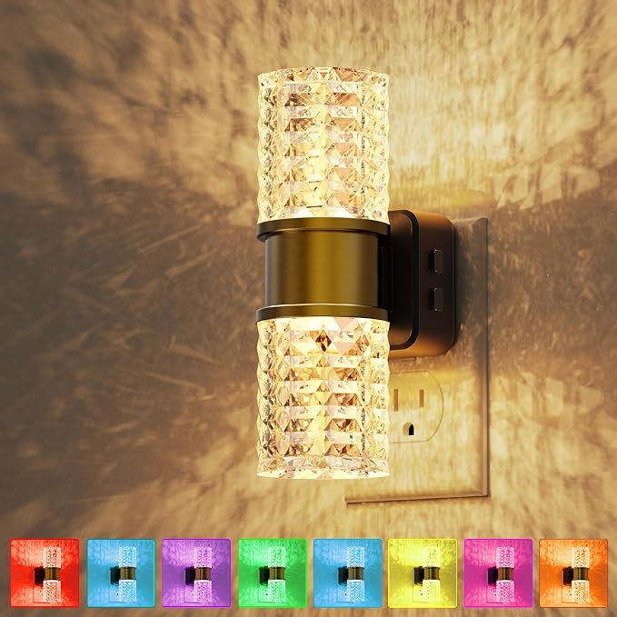 L LOHAS LED Night Light, 10-Color Change RGB Night Lights Plug into Wall | 10/50/100LM Adjustable Automatic Nightlights Pulg in with Dusk to Dawn Sensor for Room Bathroom Hallway