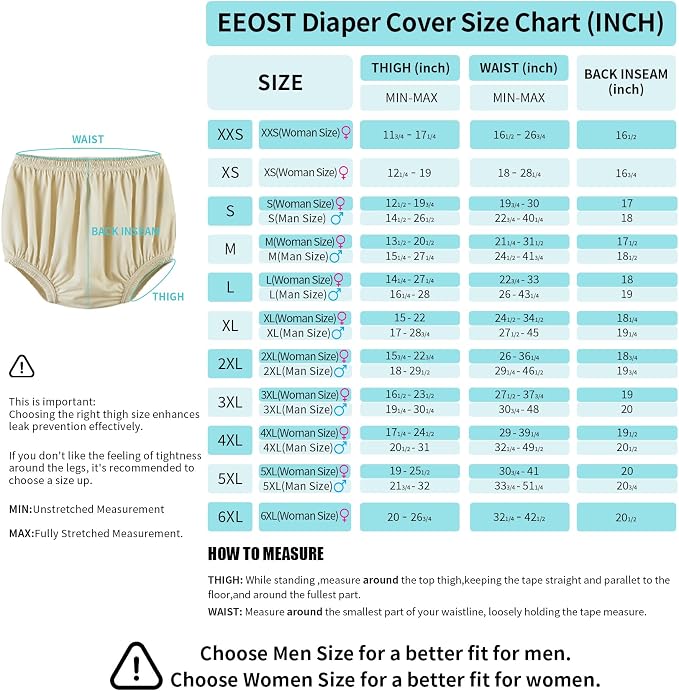 Big Kids Diaper Cover for Incontinence Noiseless Waterproof Bed Wetting Underwear Plastic Pants Over Diapers(Beige, XXS)