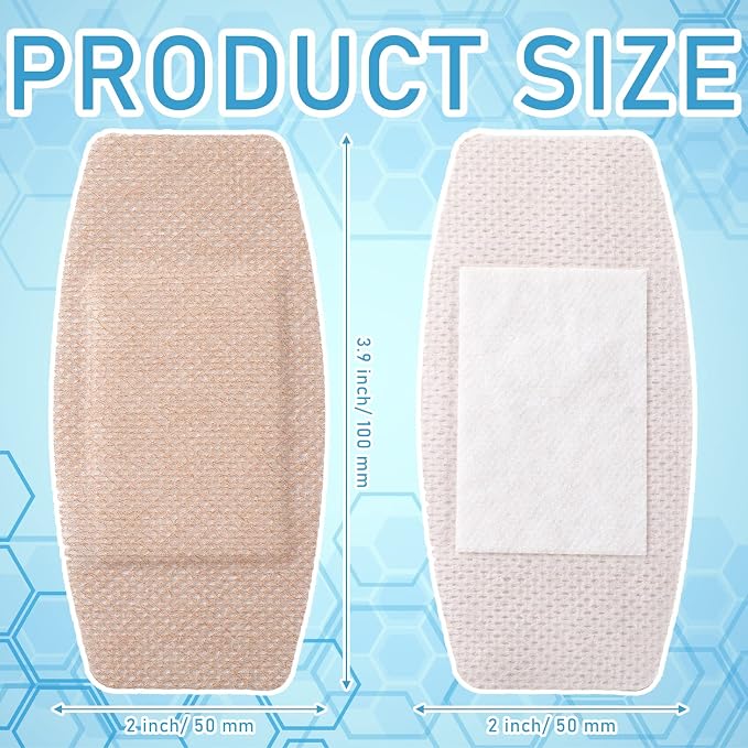 Funtery 60 Pcs Large Sensitive Skin Bandages Silicone Adhesive Bandages Bulk Elderly Painless Removal Silicone Wrappings for Sensitive Fragile Skin Delicate Wounds 3.9 x 2 in